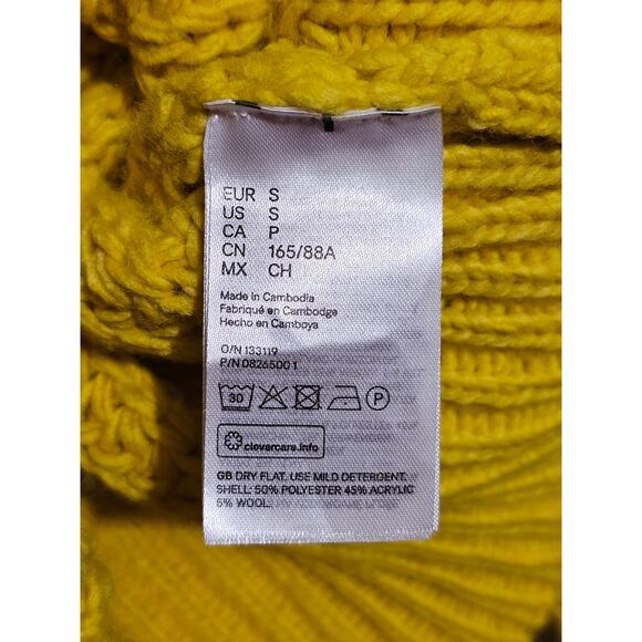 NEW H&M Sweater Womens Chunky Knit Yellow Size Small Drop Shoulder (824) - Picture 3 of 5